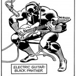 Black Panther a la guitarra eléctrica, por John Romita Sr.