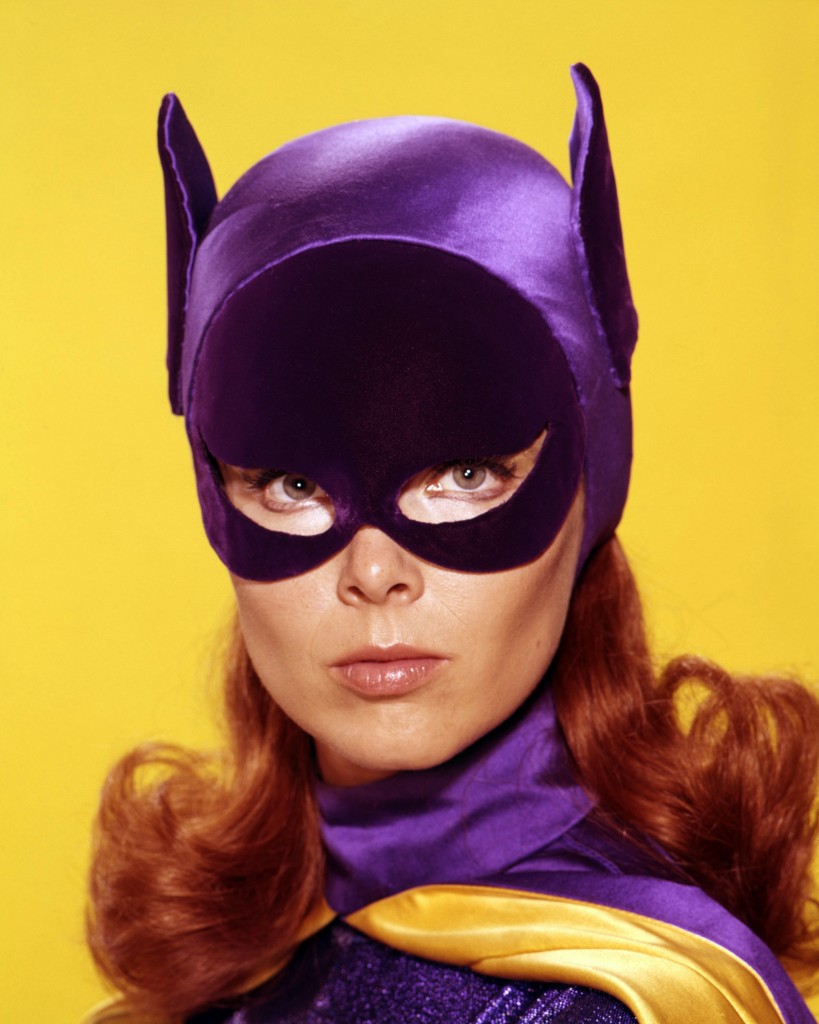 Yvonne Craig, US actress, in costume, in a studio portrait, against a yellow background, issued as publicity for the US television series, 'Batman', circa 1967. The series, featuring DC Comics characters, starred Craig as ''Barbara Gordon/Batgirl'. (Photo by Silver Screen Collection/Getty Images)