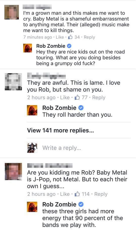 ROB ZOMBIE Shuts Down BABYMETAL Haters In Epic Fashion