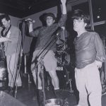 Whizzy, NYC, '90s. L to R: Jeff Nathenson, Bowman Hastie, Jimmy Angelina (behind drums) and Peter Dinklage.